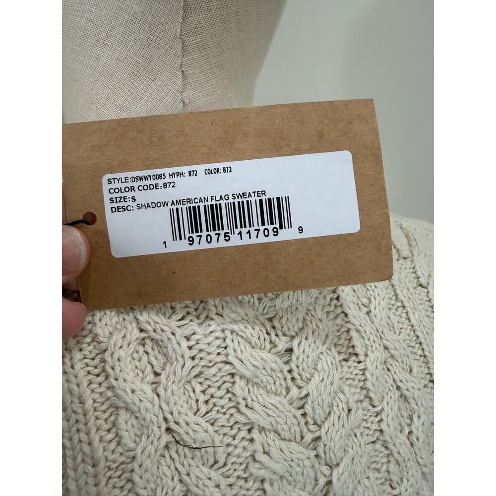 NWT Denimist Shadow $475 American Flag Sweater Women's S Ecru Slub Montauk - Picture 6 of 10